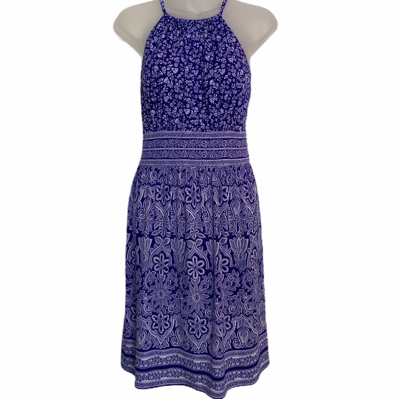 London Times | Dresses | London Times Blue Keyhole Halter Dress Mid Length  | Poshmark